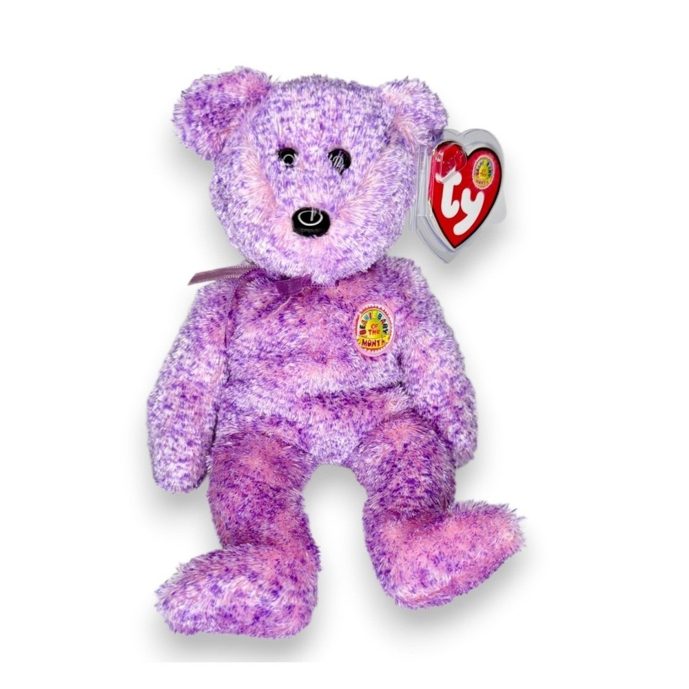 Dabbles the Bear | Lavender Sparkle Bear | Mint Heart Tag TY Beanie Baby